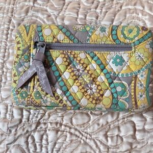 Vera Bradley Floral Patchwork Clutch in Yellow and Green